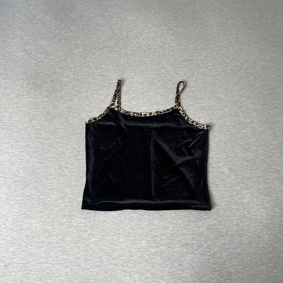 Rave City Vintage 90’s Velour Leopard Trim Cami Tank Top - Picture 6 of 7